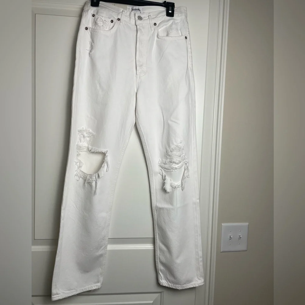 AGOLDE 90s Mid- high rise (13”) Loose Fit Jeans in WHITE VANISH spring vacation - Picture 6 of 15